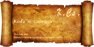 Koós Csongor névjegykártya